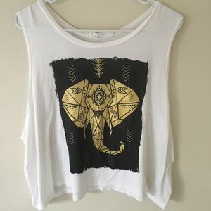 Sleeveless boho elephant crop top